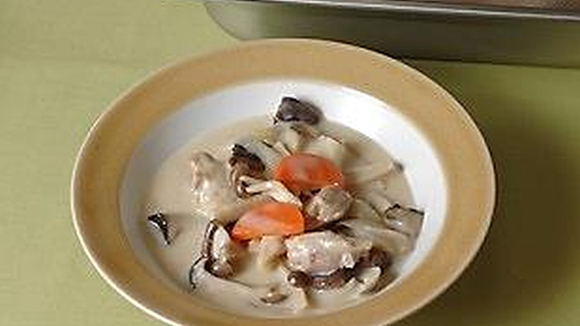 【スチコン調理】チキンときのこのガーリッククリーム煮